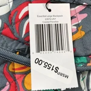 Vera Bradley Essential Laptop Backpack Coastal Paradise Gray NWOT Vera Bradley | Bags | Coastal Paradise Large Essential  main image 4